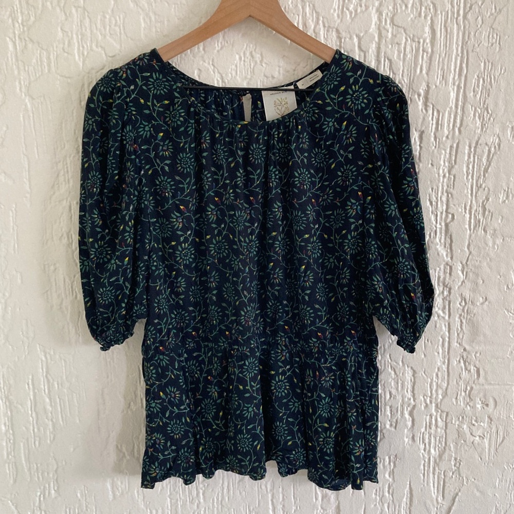 Anthropologie Meadow Rue Floral Blouse Size Medium